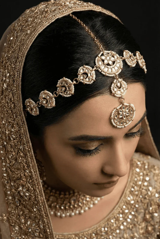 Traditional Sheesh Patti with Kundan Embellishments